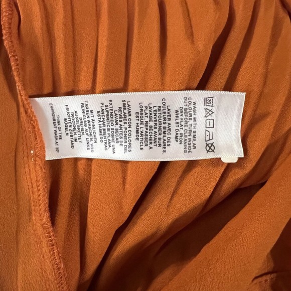 Asos Orange Long-sleeve V-neck Tie-front Blouse Top Size 6 - Picture 8 of 8